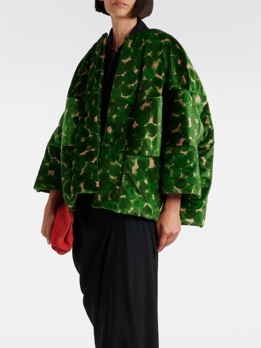 Dries Van Noten ‘24 Violini Velvet jacket, Green abstract print, M oversized,EUC